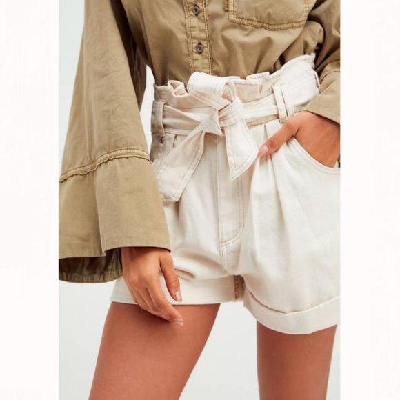 Free People Pants - NWT Free People We The Free Plume Nova Denim Paperbag Shorts